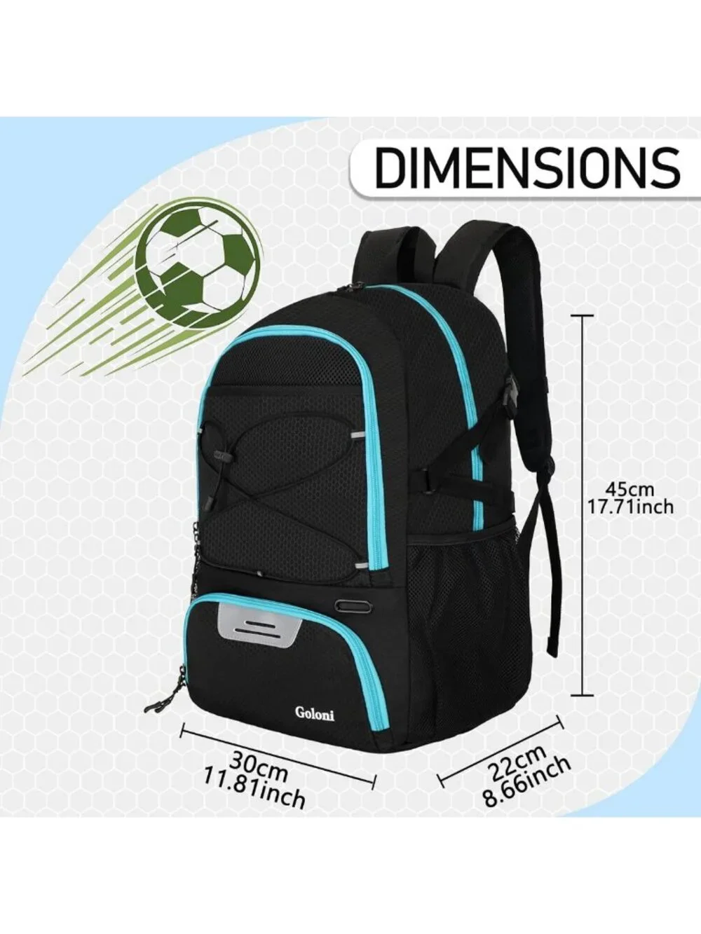 Versatile 30L Sports Backpack with Ball Compartment & Ventilated Shoe Pocket for